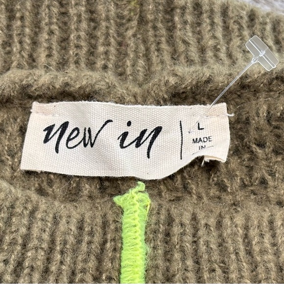 New In Brown Sweater with Neon Accents Size L NWOT - Picture 4 of 4